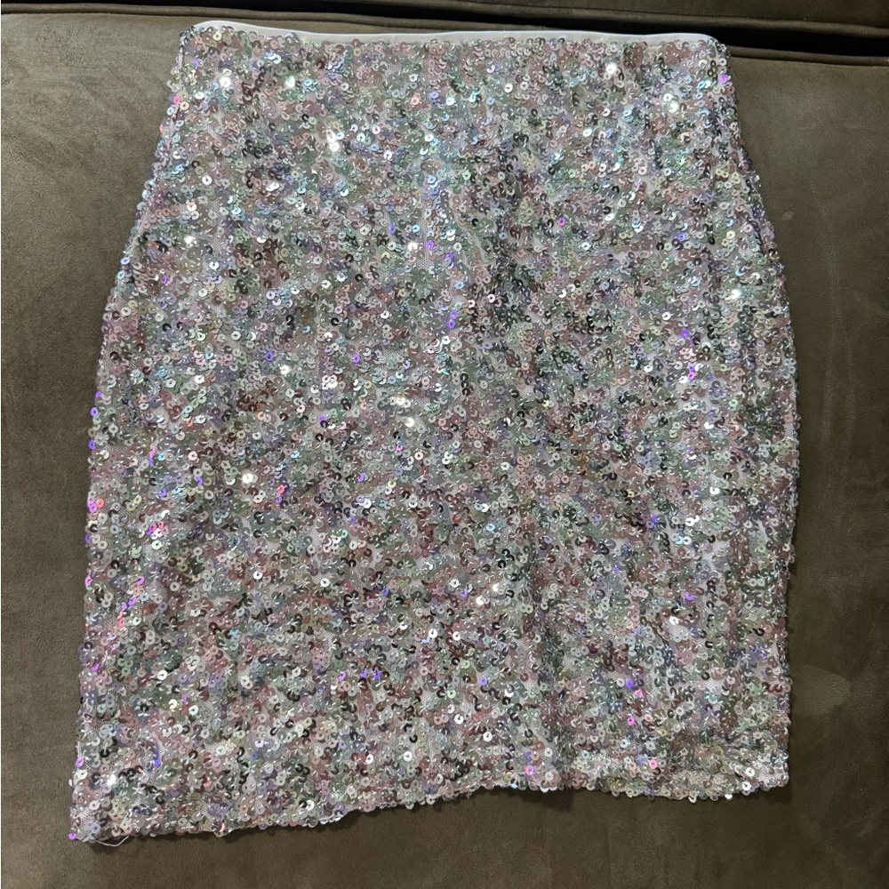 ASOS Sequin Embellished Silver Skirt